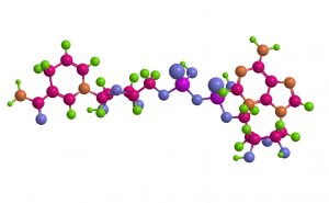 Chemical structure of Nicotinamide adenine dinucleotide (NADH).