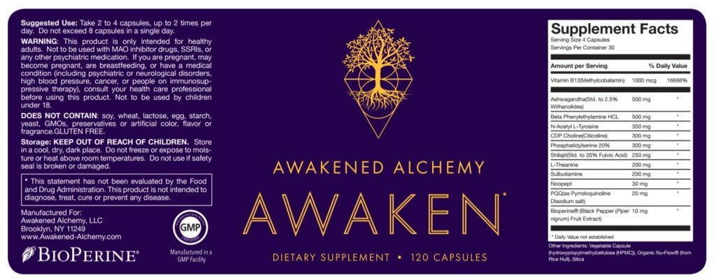 Awakened Alchemy Supplement Facts