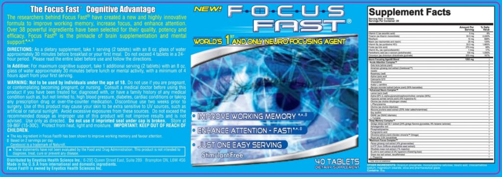 Focus Fast Product Label