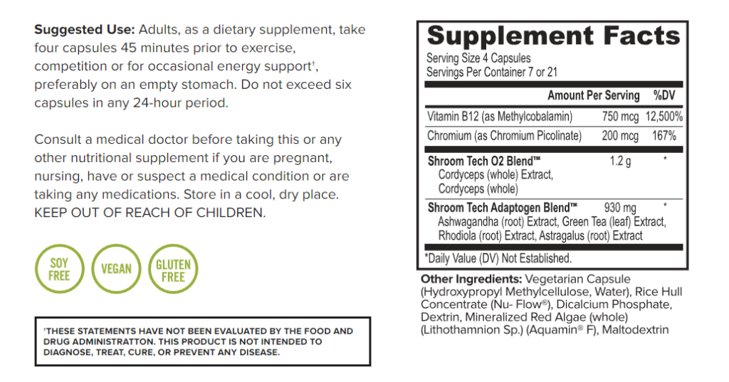 shroom tech sport supplement facts