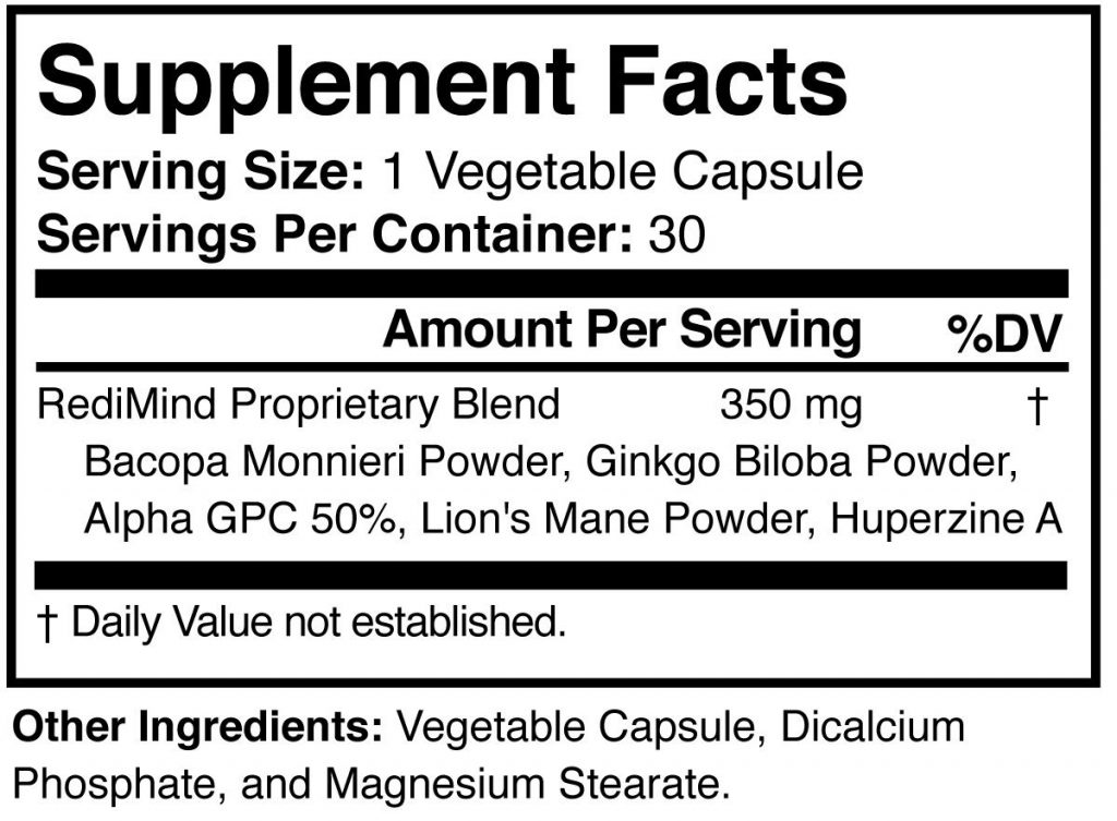 redimind supplement facts