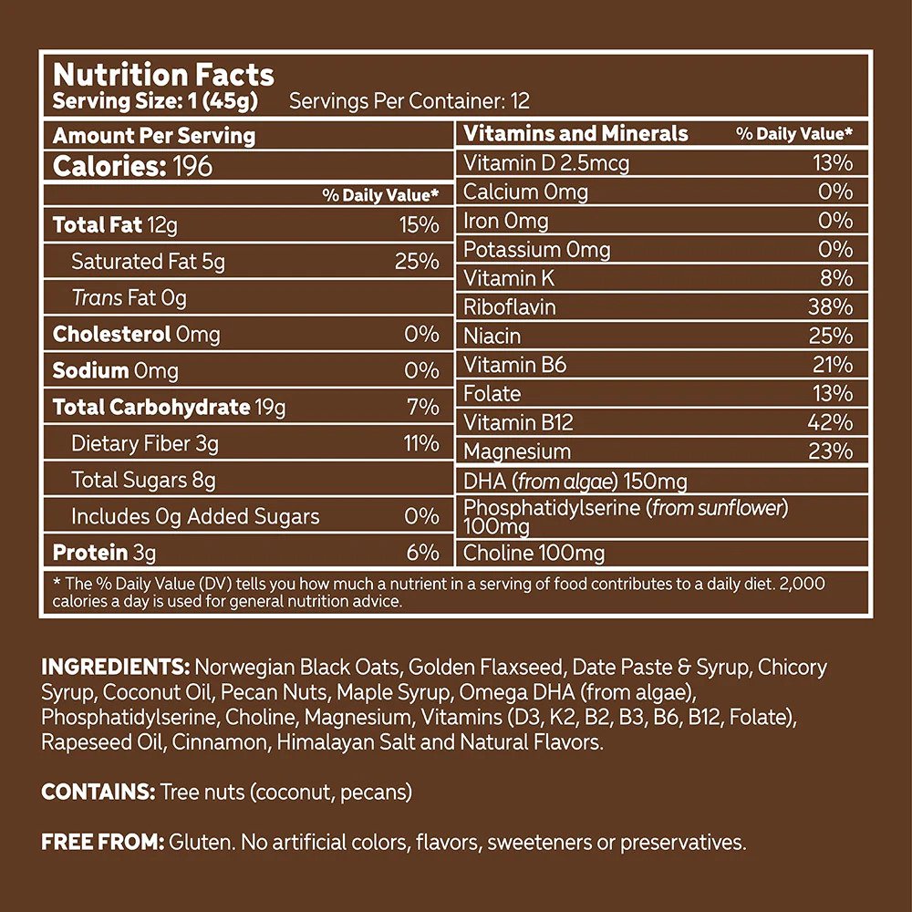nu:tropic maple + pecan nutrition facts