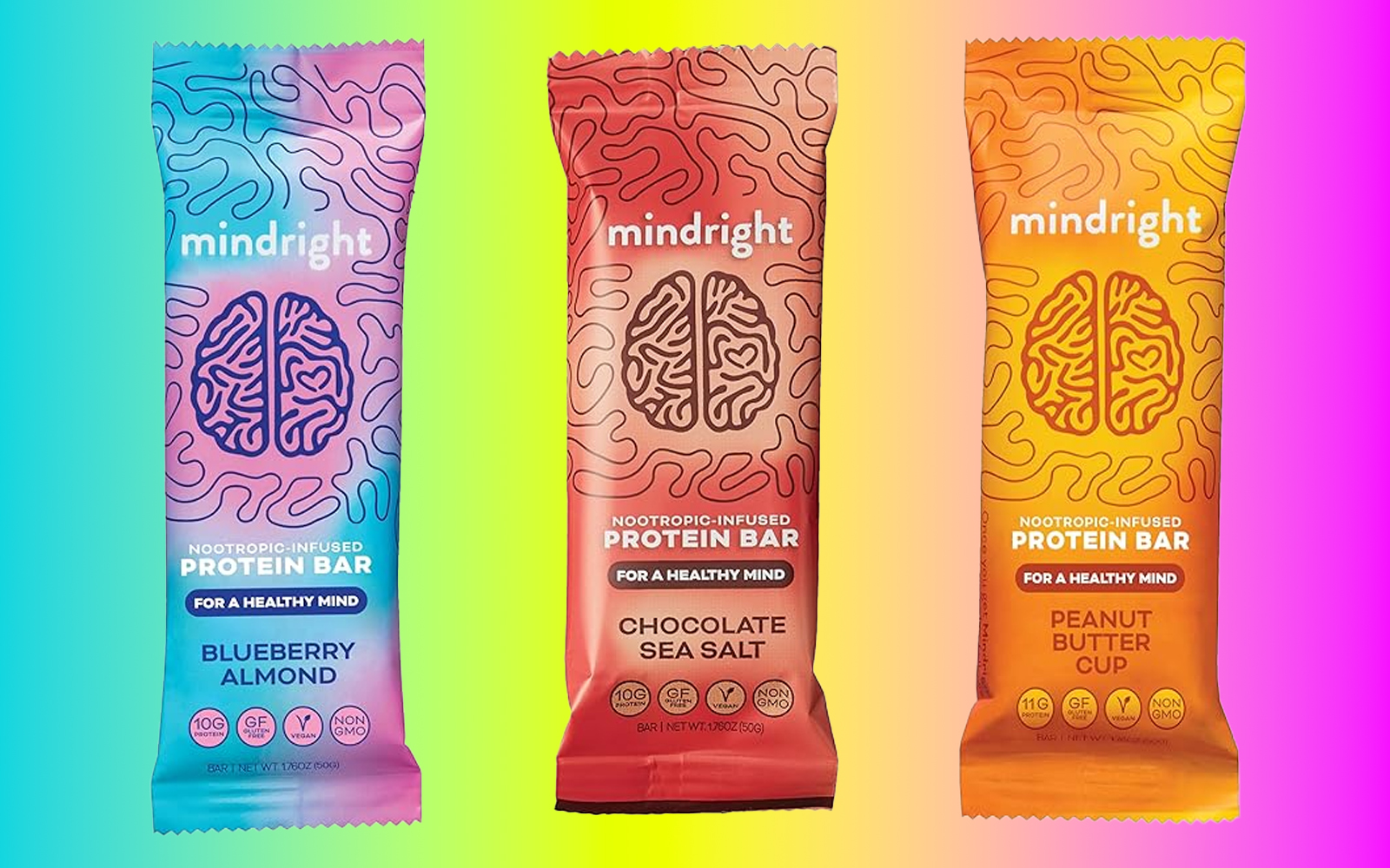mindright nootropic-infused protein bars